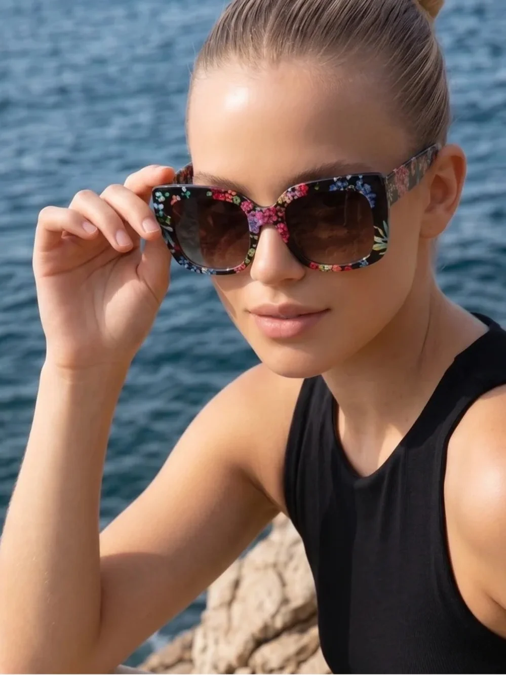 Johnny Was Sutton Floral Print Oversized Square Sunglasses NWT - Picture 8 of 12